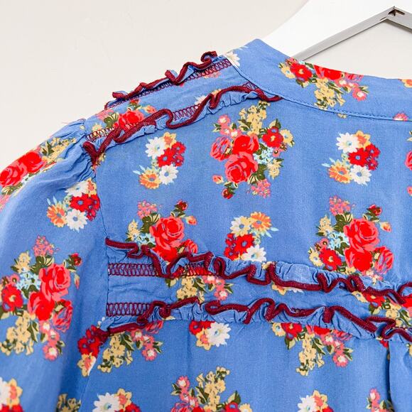 Matilda Jane Finley Secret Fields Blue Floral Blouse Small - Picture 5 of 6